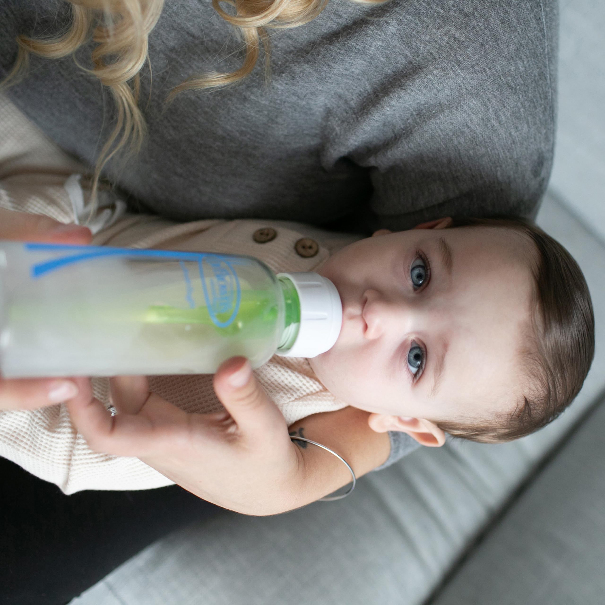 Dr. Brown's Natural Flow Anti-Colic Options+ Narrow Glass Baby Bottle 8 oz/250 mL, with Level 1 Slow Flow Nipple, 2 Pack, 0m+
