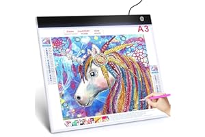 Guiseapue A3 Diamond Art Light Board, Ultra-Thin Light Pad for Painting, Light Table Tracing Light Box for Drawing, Tattoo, Weeding Vinyl, Sketching, Painting Accessories Gifts for Her, Kids, Him