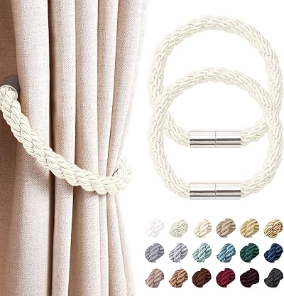Pretty Jolly 2 Pack Magnetic Curtain Tiebacks Creamy White Modern Drape