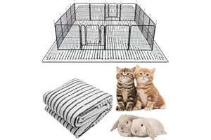 BNOSDM 91"" X 63"" Washable Bunny Cage Liners Large Rug for Rabbits Large Non Slip Pad for Bunnies Resuable Rabbit Liner for Chinchillas Cats Guinea Pigs Ferrets Dogs, Grey+black