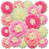 WILLBOND 18 Pcs Large Mexican Paper Flowers Hispanic Heritage Month Colorful Fiesta Tissue Paper Flowers Pom Flower Backdrop for Floral Party Classroom Hispanic Heritage Month Craft(Warm Colors)