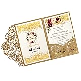 DORIS HOME 50pcs Laser Cut Wedding Invitations with
