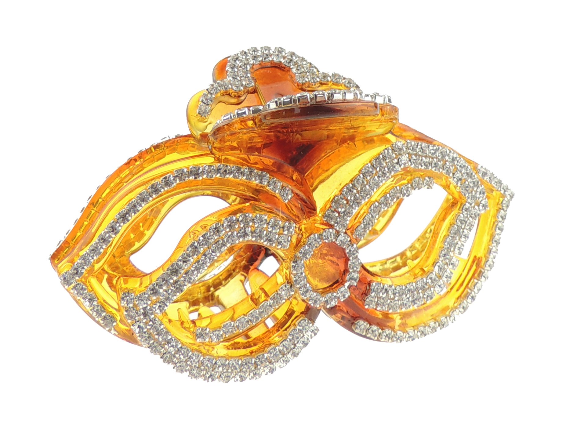 Extra Sparkly Women Girls Crystal Diamante Rhinestone Gems Bridal Wedding Evening Party Styling Fine Thin Hair Accessories Butterfly Claw Jaw Clip Octopus Clamp 9cm Bowtie (Brown)