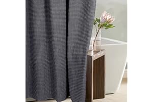 Popkozzi Grey Waffle Shower Curtain: Gray Textured Heavy Duty Fabric Shower Curtains for Bathroom - Water Repellent Washable Cloth Hotel Spa Luxury Neutral Decorative Bath Curtain - 72x72