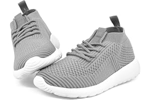 YESKIS Girls Tennis Shoes Big Kids Lace up Sneakers Boys Lightweight Breathable Sports Walking Running Shoe