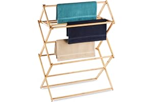 Bartnelli Bamboo Laundry Drying Rack for Clothes, Wood Clothing Dryer, Extreme Stability, Heavy Duty Built, Foldable, Collaps
