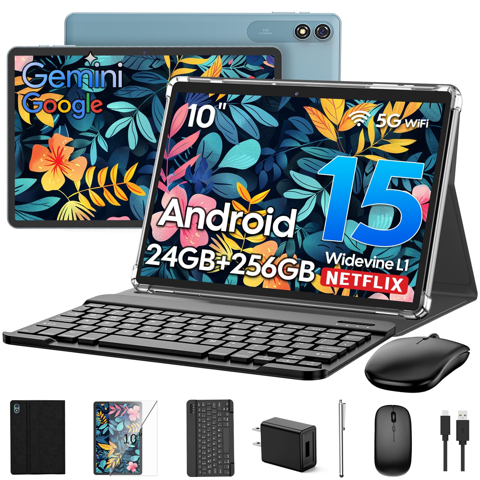 Photo 1 of **MAJOR DAMAGE****SEE CLERKNOTES**
**MISSED PARTS UNKNOWN**
Suicoey 2026 Android 15 Tablet with Keyboard, 24GB RAM + 256GB ROM (2TB Expand), 10 inch Tablet with Gemini AI, Octa-Core, 8000mAh, Widevine L1, 2 in 1 Tablets with Case, Mouse, Stylus(Black Case