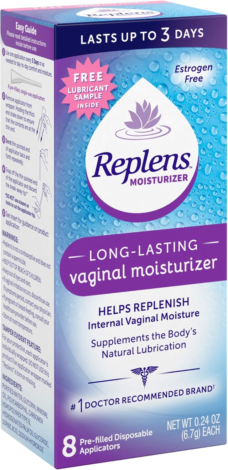 Replens Long-Lasting Vaginal Moisturizer, 8ct with single-use applicator (Pack of 2): Health & Personal Care