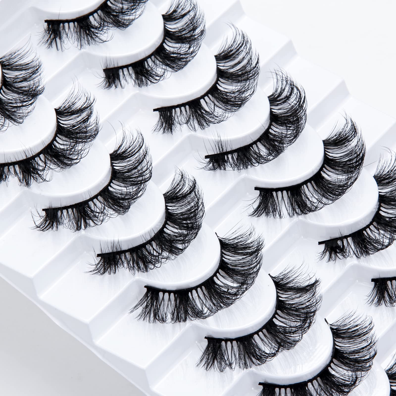 Leipple False Eyelashes 8 Pairs - Professional Reusable 8D Lashes - Natural Wispy Thick Fluffy Fake Eyelashes Faux Eyelashes(QZ-35) — image 1