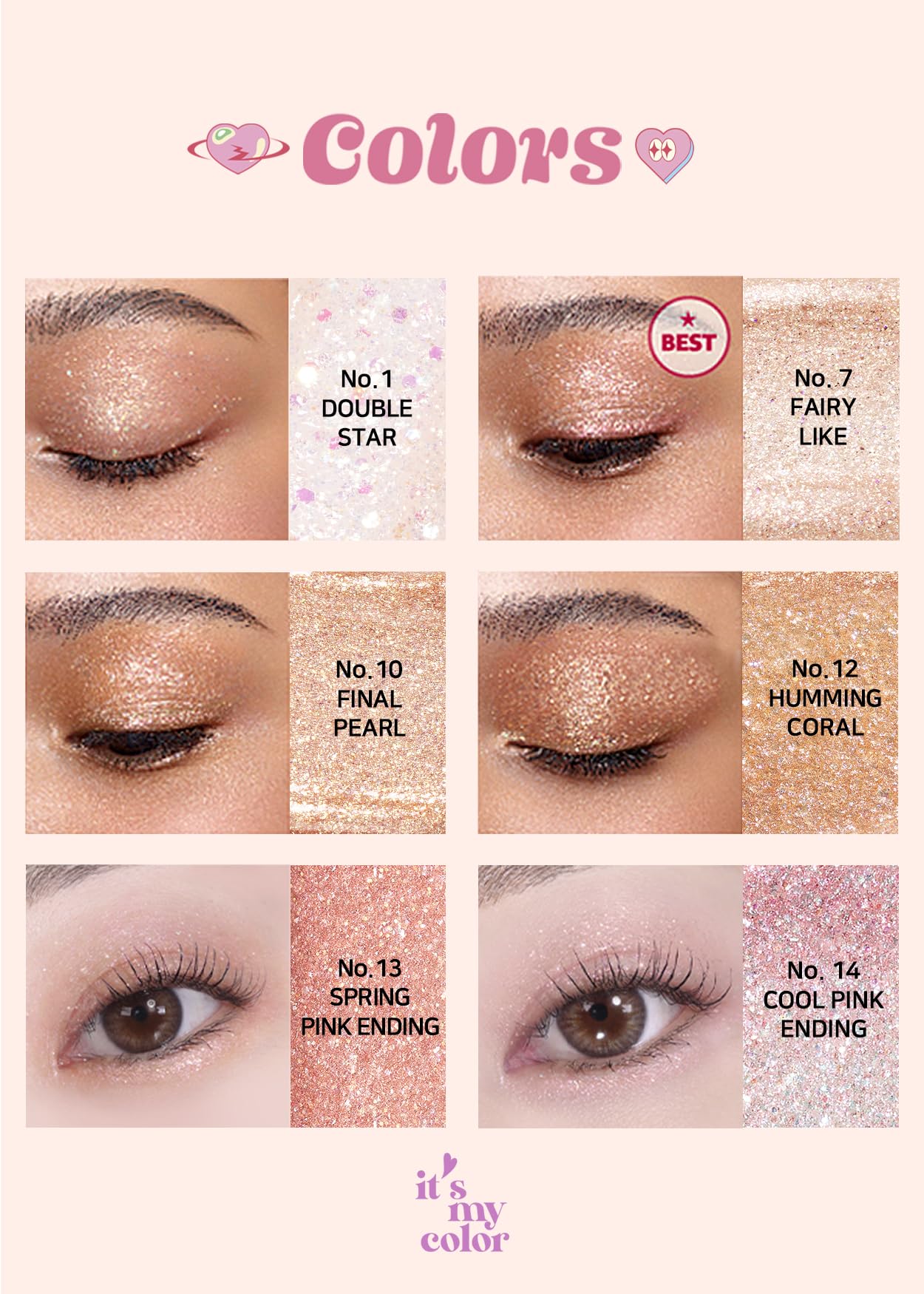 COLORGRAM Milk Bling Shadow 07 Fairylike (23) | Pigmented Glistening Liquid Glitter Eyeshadow, Long-lasting Shimmer to Matte, Infused with different sized Glittery Pearls