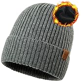 TOP-EX PolarWool™ Oversized 100% Merino Wool Fleece Lining M L XL XXL Beanie Cold Weather Winter Hat Big Head