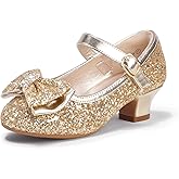 PANDANINJIA Girls Toddler/Little Kid Jada Dress Mary Jane Pumps Bow Low Heels Party Wedding Princess Shoes