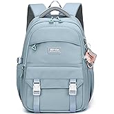 Blue Kids Backpack for Teen Girls Plain School Bag for Elementary Middle School Bookbag for Women
