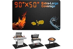 EPINOVO Extra Large 90 x 50 Inch Under Grill Mat for Outdoor Grill, Double-Sided Fireproof Deck & Patio Protector, Heat Resistant BBQ Mat, Waterproof & Oil-Proof for Charcoal, Gas Grill, Smoker, Fire Pit