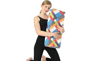Aozora Yoga Bolster Pillow for Restorative Yoga Supportive Meditation Cushion with Carry Handle and 8-Feet Yoga Strap Machine