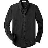 Lusead Mens Oxford Shirts Long Sleeve Business Casual Cotton Dress Shirt Wedding Dating Party Button Down Tops with Pocket