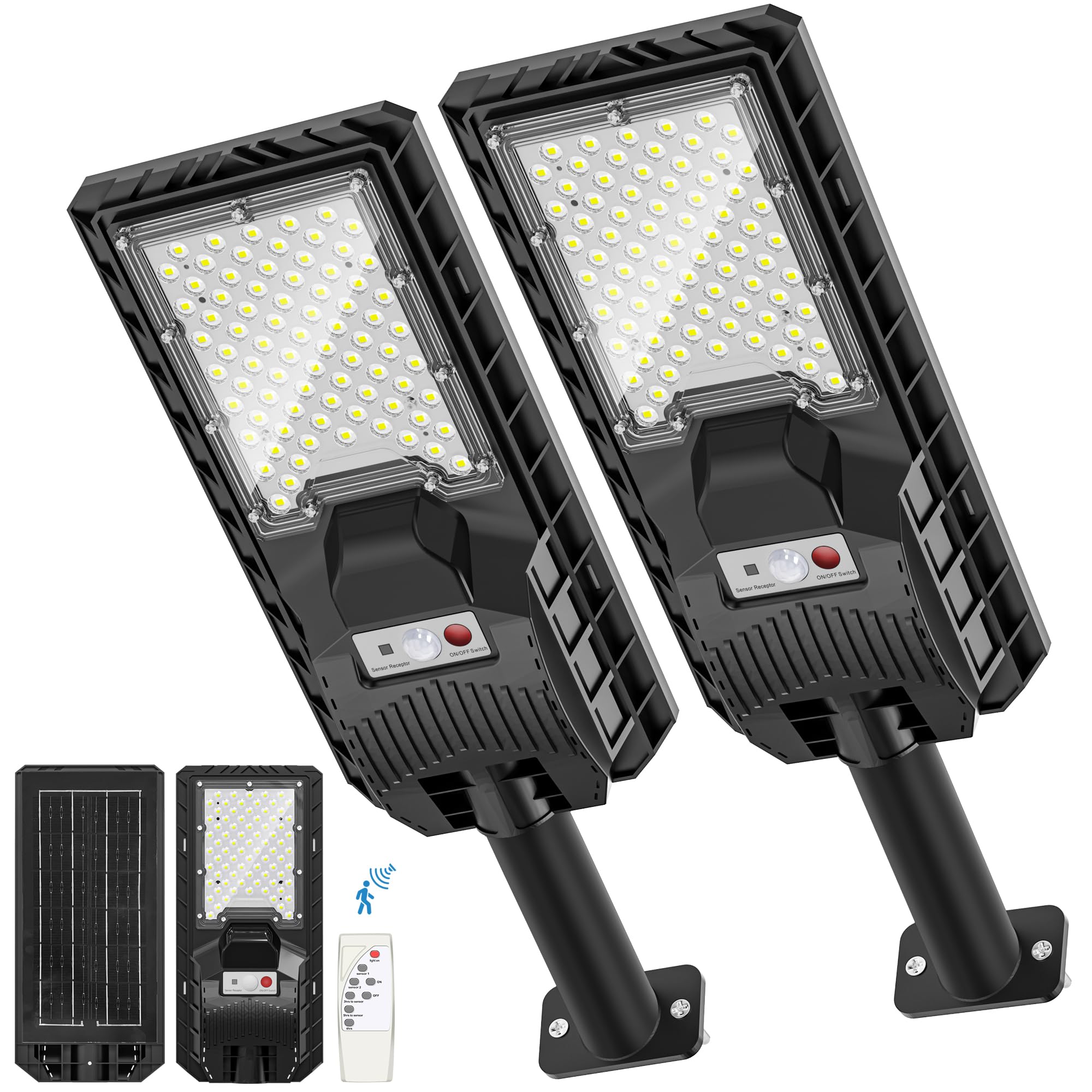 Photo 1 of Vipzon Solar Lights Outdoor 6500K, Solar Street Lights Outdoor IP66 Waterproof LED Flood Light with Motion Sensor and Remote Parking Lot Lights Dusk to Dawn for Backyard/Outside/Garage 2Packs