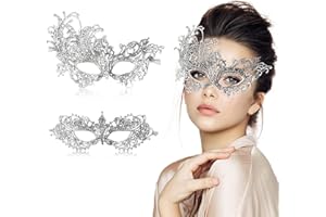 FunMular 2pcs Masquerade Mask for Women Venetian Carnival Mardi Gras Lace Masks For Women & Couples Halloween Party Decor