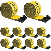 X-BULL 4" x30' Winch Straps, 18,000lbs Break Strength, 6000lbs WLL, Heavy Duty Cargo Flatbed Trailer Straps with Large Flat Hook for Flatbeds, Trucks, Tree Saver, Yellow(10 Pack)