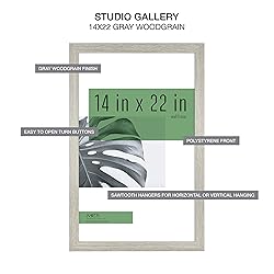 MCS Studio Gallery Frame, Gray Woodgrain, 14 x 22