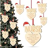 Vercraft 20 Pcs Wooden Nurse Christmas Ornament Christmas Nurse Appreciation Gifts Santa Hat Xmas Heart Hanging Ornaments Practitioner Gifts for Coworker School Xmas Tree Decor