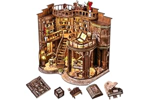 Spilay DIY Book Nook Kits for Adults,Dreamy Book Hall Book Nook Kit with LED Light,3D Wooden Puzzle DIY Miniature Dollhouse K