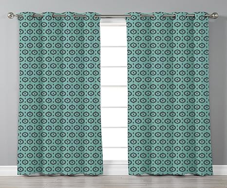 Thermal Insulated Blackout Grommet Window Curtains Ikat Asian