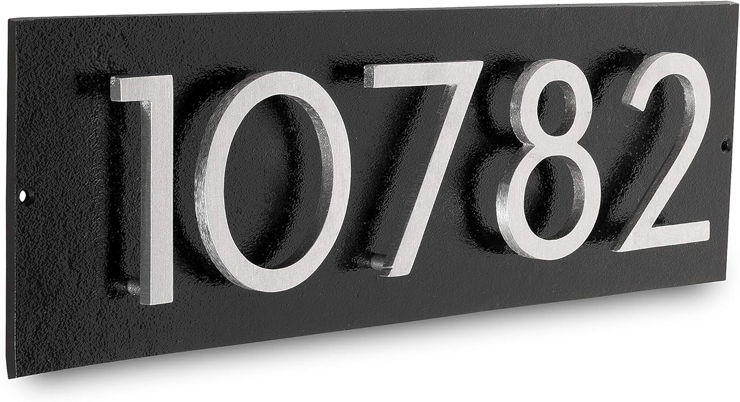 Address Signs - Montague Metal Products Floating Modern 3‘’ Number Horizontal Address Plaque-Assembled-Address Sign-House numbers sign-Aluminum-Easy to Install-Horizontal-5 Digit
