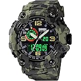 Gosasa Men's Large Face Outdoor Sports Watches Military S-Shock Watch Waterproof, Backlight, Alarm, Stopwatch Features - Rugged Wristwatch for Training, Hiking, and Adventure