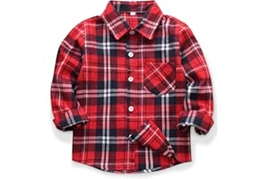 OCHENTA Little Big Boys Girls & Mens Plaid Flannel Shirt Button Down Family Matching Outfits