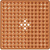 Naoloture Square Shower Mat Bathtub Bath Mat Non Slip Clear Brown 21"x21" | Shower Mats for Inside Shower Tub, Shower Stall Mats for Bathroom Floor, With Suction Cups Drain Hole Easy Washable, BPA-Free