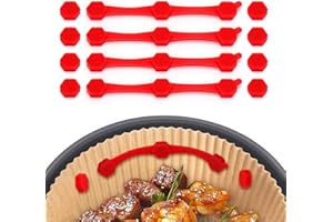 SOLLDGT 12PCS Air Fryer Magnets Silicone Buckle for Parchment Paper Liners, Lock Disposable Liners to Prevent Burning, Air Fryer Accessories for Ninja Crispi (Red)