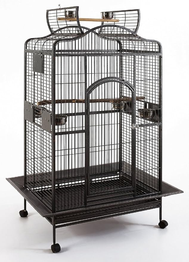 New Large Wrought Iron Open/Close Dome Play Top Bird Parrot Cage, Include Metal