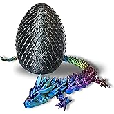 Amerimaker 20" Articulated 3D Printed Dragon – Color-Changing Fidget Figurine, Mythical Figure, Made in USA, 3D Printed Toys - Valentines Day Gift for Boys and Girls (Rainbow with Black Egg)