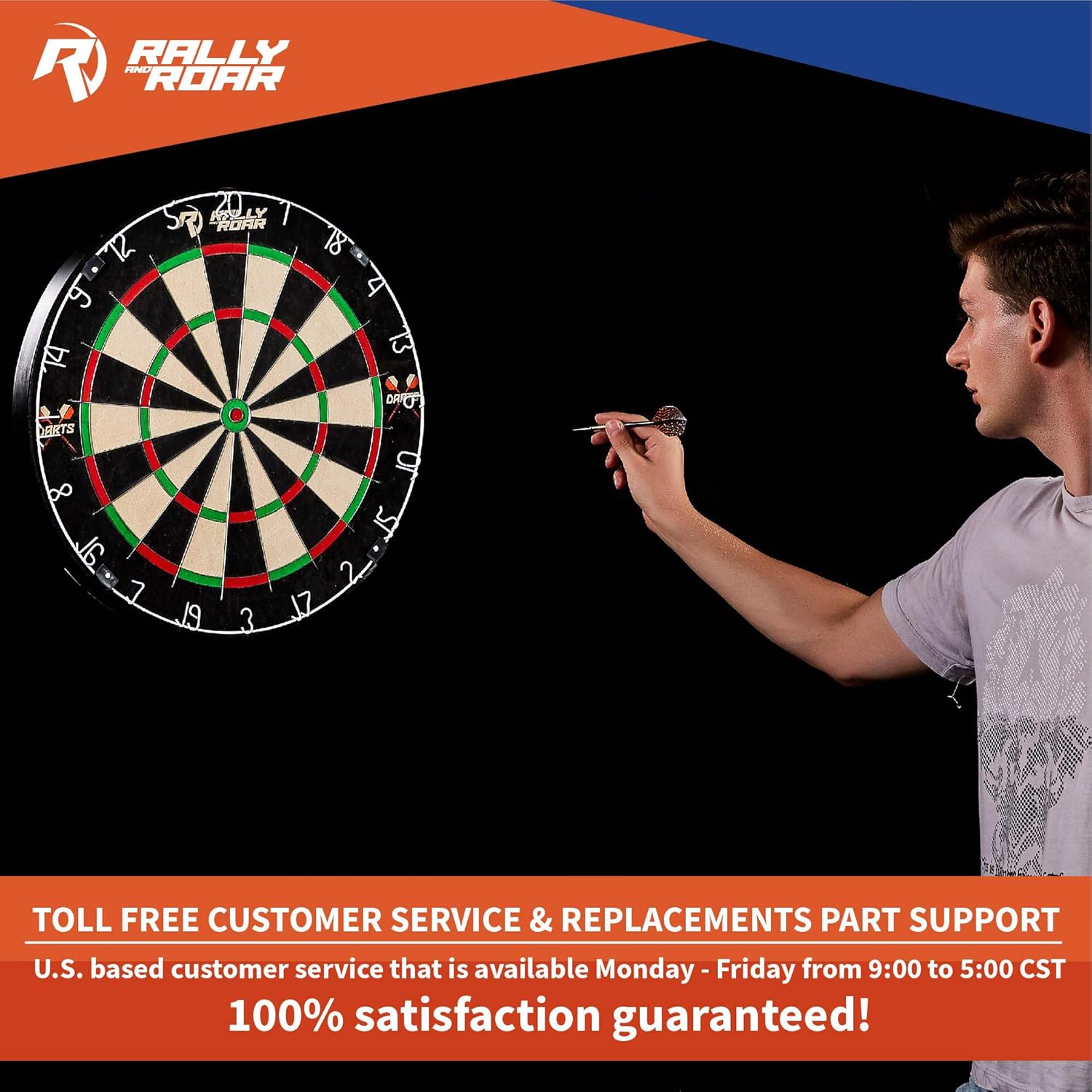 Dartboard Game with Mounting Brackets, 18” by Rally and Roar - Bristle Dart Board for Bars, Arcades, Billiard Rooms, Bedroom, and Game Room - Pro, Recreational, or Competition : Sports & Outdoors