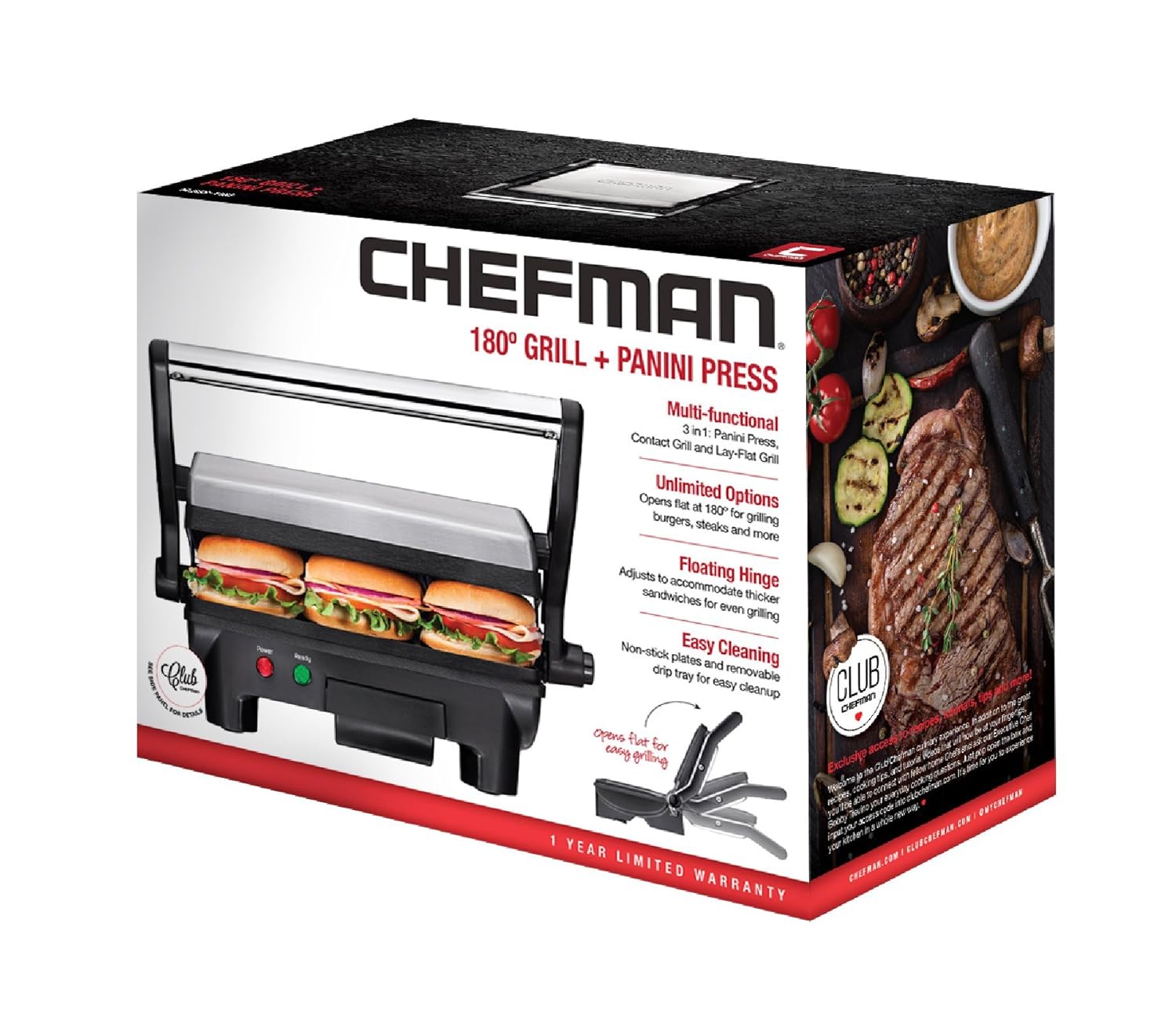 Panini Press Grill Gourmet Sandwich Maker Non Stick Burger Bread Steak