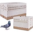 Plastic Foldable Pigeon Cage with Handle, Portable Bird Travel Carrier Cage Pigeon Cage Pairing Cage Pigeon Nest Box Easy to Clean for Training and Release Competition(S)(Two Doors)