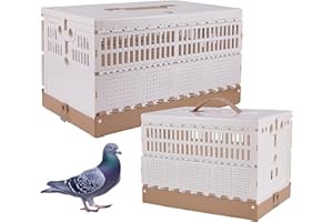 TOHONGADON Plastic Foldable Pigeon Cage with Handle, Portable Bird Travel Carrier Cage Pigeon Cage Pairing Cage Pigeon Nest Box Easy to Clean for Training and Release Competition(S)(Two Doors)