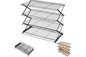 4-Tier Upgraded Collapsible Cooling Rack,Stackable Roasting Cooking Drying Wire Cooling Rack– Expand to Bake,Collapse to Save