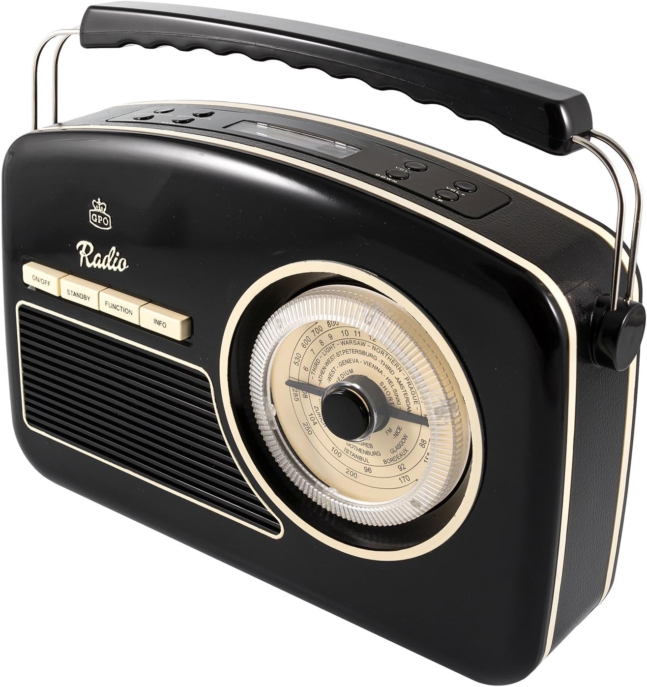 GPO Rydell 50’s Retro Style Portable DAB/FM Radio with Retro Dial Face and Alarm 5060237570764