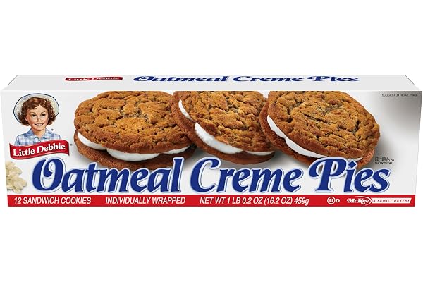 Little Debbie Oatmeal Crème Pies, 12 Individually Wrapped Sandwich Cookies, 16.2 OZ Box