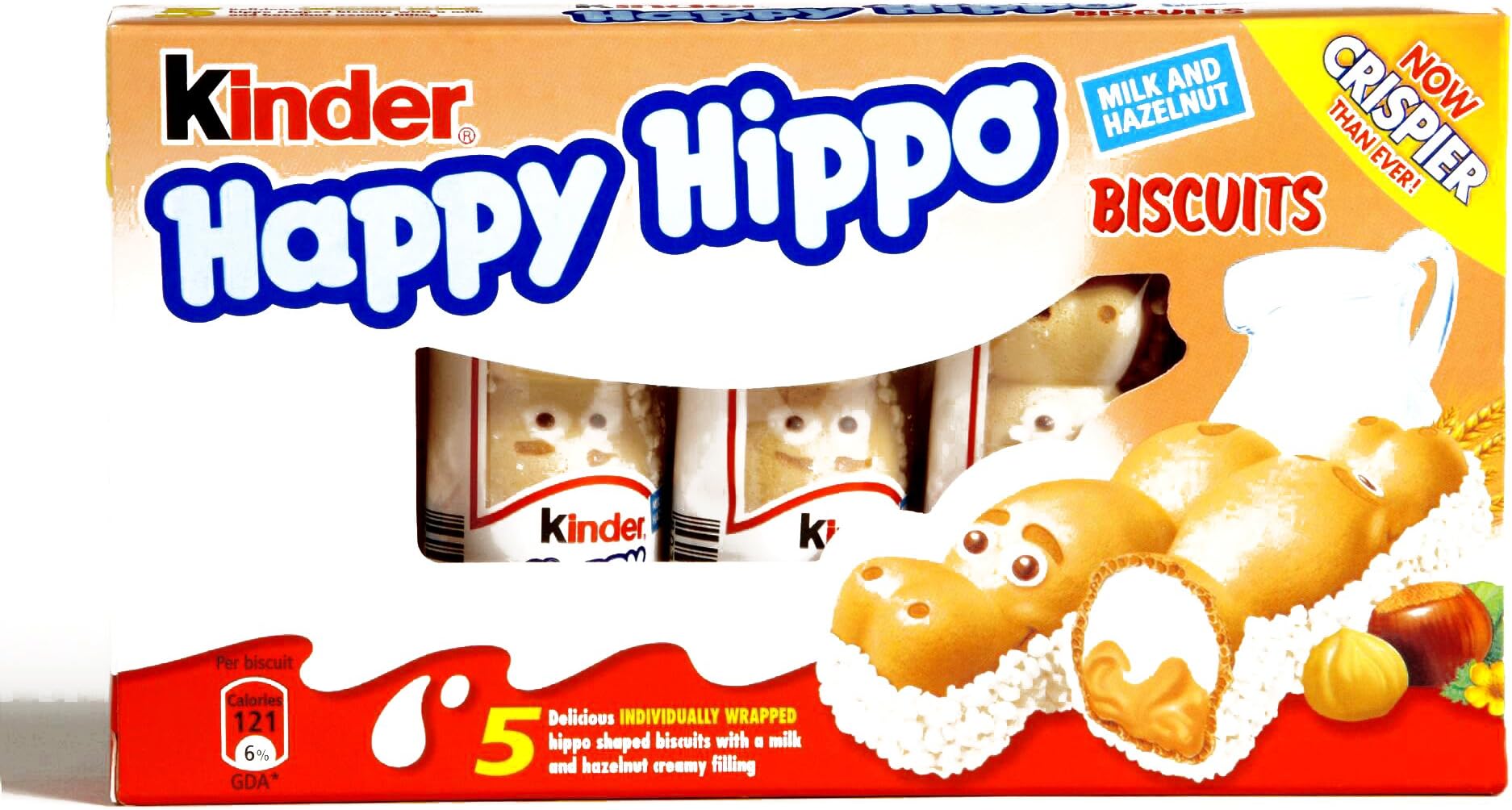 Kinder Happy Hippo Hazelnut Biscuit 5-Pack 0.73 oz each (6 Items Per Order)