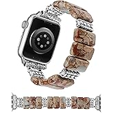Moolia Natural Stone Bracelet Compatible with Apple Watch Band 41/40/38/42/44/45/46/49mm Women, Handmade Elastic Beaded Western Strap for iWatch Series 11 10 9 8 7 6 5 4 3 2 1 SE(1/2/3) Ultra(1/2/3)