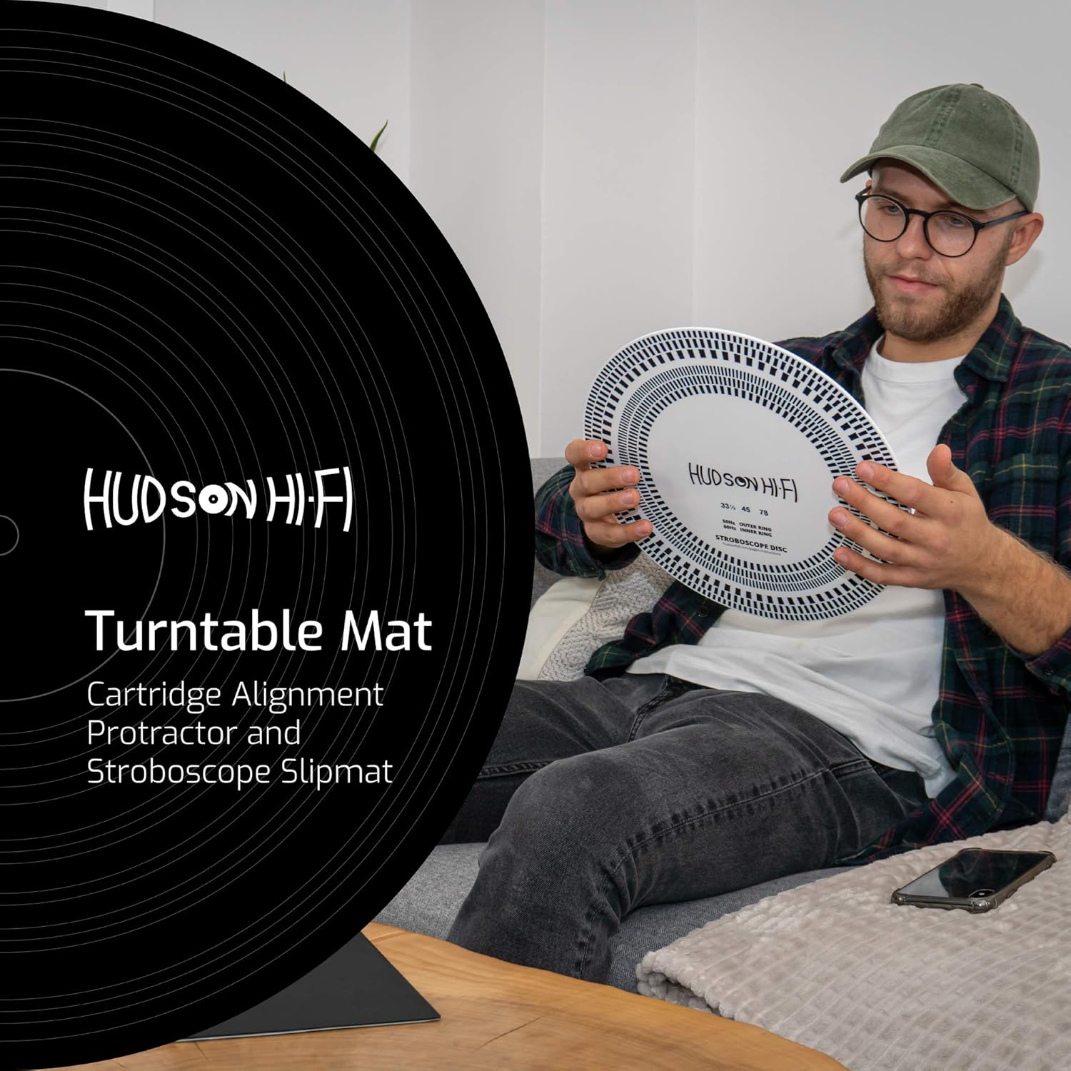 Hudson HiFi Turntable Cartridge Alignment Protractor Mat BigaMart