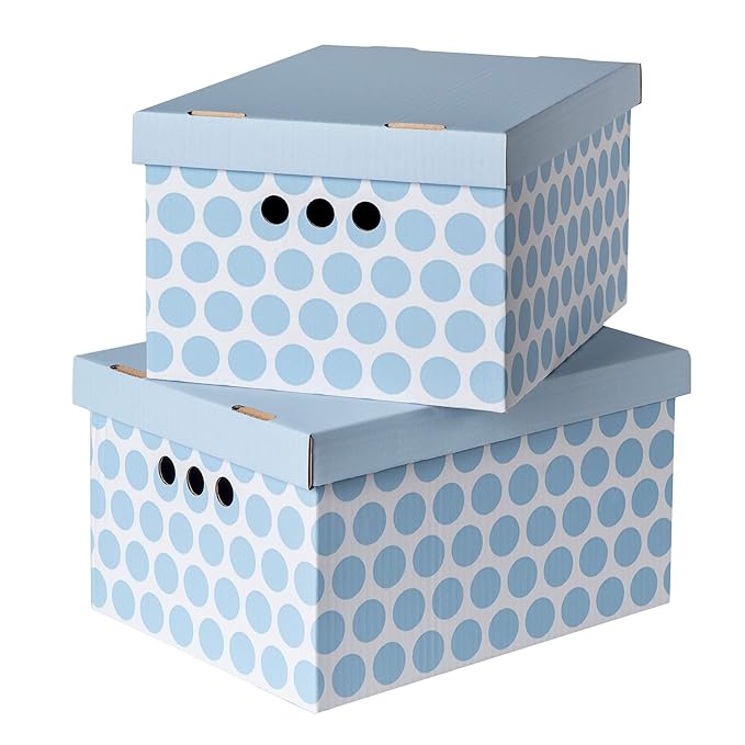 Pack of 2 Decorative Storage Boxes With Lids Home Office Bedroom Wardrobe Box Organiser Archive