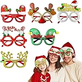Leetous Christmas Glitter Glasses 6 Pack, Xmas Eyeglasses Frame Party Gifts Accessories - One Size Fits All, Holiday Party Favors Supplies Game Prizes, Christmas Decorations Photo Props for Costume