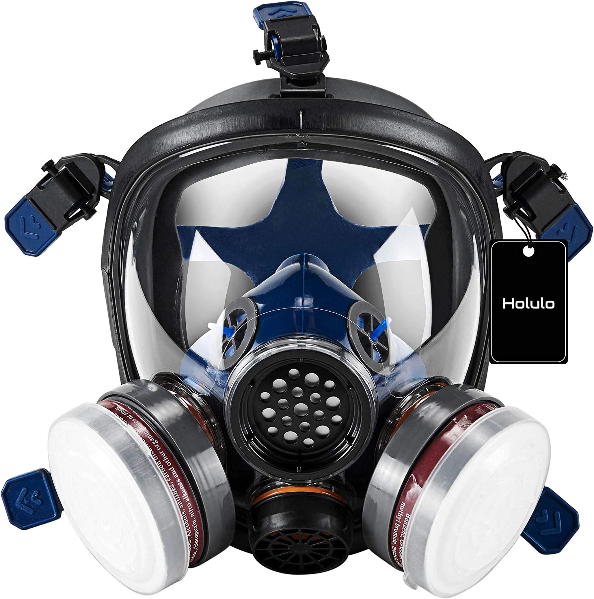 Holulo Organic Vapor Full Face Safety Respirator,Safety Mask, Respiratory Protection Masks For Painting Concrete Cutting Home Renovation, Carving, Woodworking, Welding w/ 2 Filter Respirator