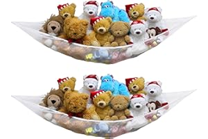 Simple Houseware Stuffed Animals Jumbo Toy Storage Hammock, 2 Pack, White