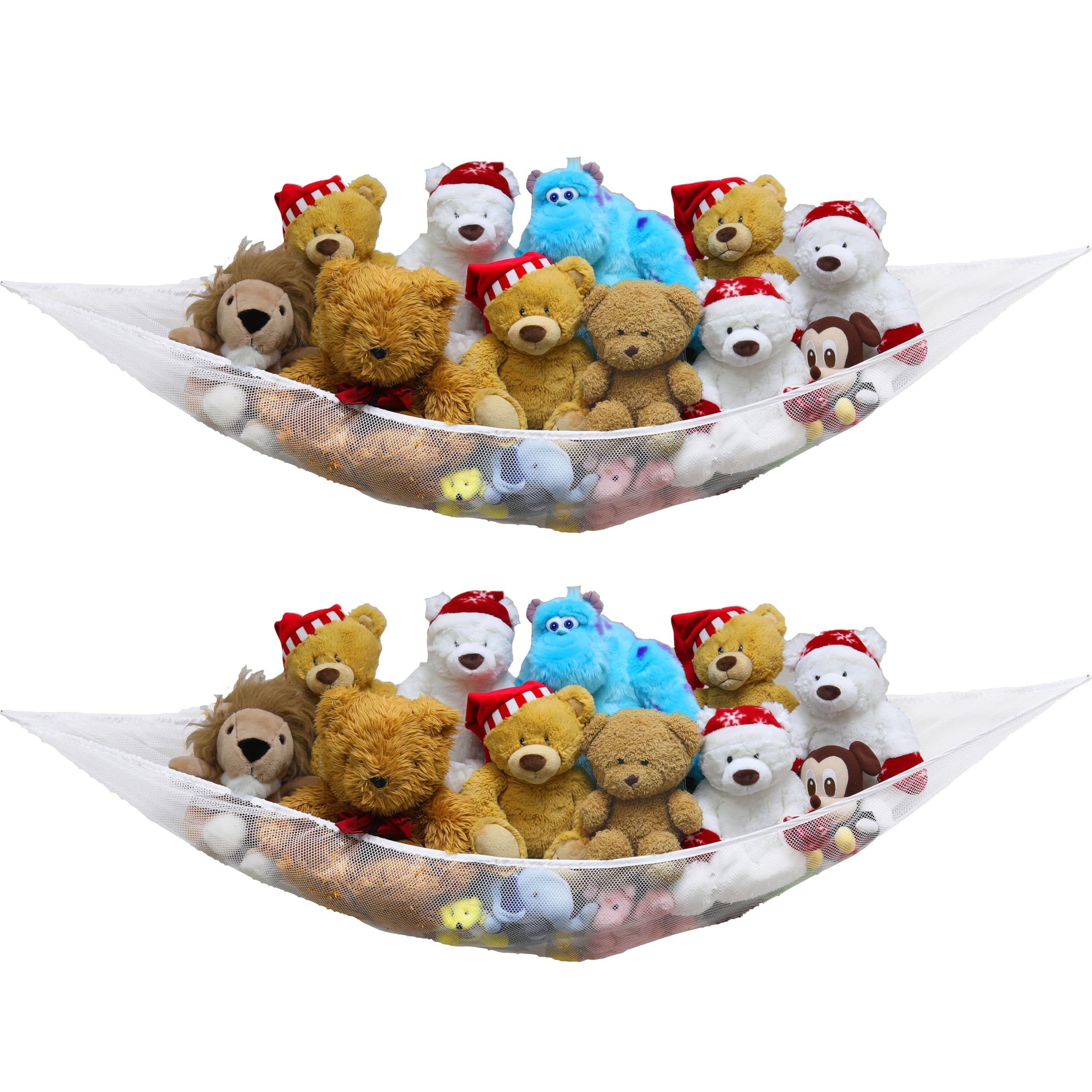 Photo 1 of Simple Houseware 2 Pack Stuffed Animal Toy Hammock Net, Corner Wall Storage for Kids Room, White