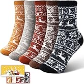 ICEIVY 5 Pair Fuzzy Cozy Socks for Women - Warm Comfy Soft Casual Home Sleep Winter Wool Socks - Gifts for Women